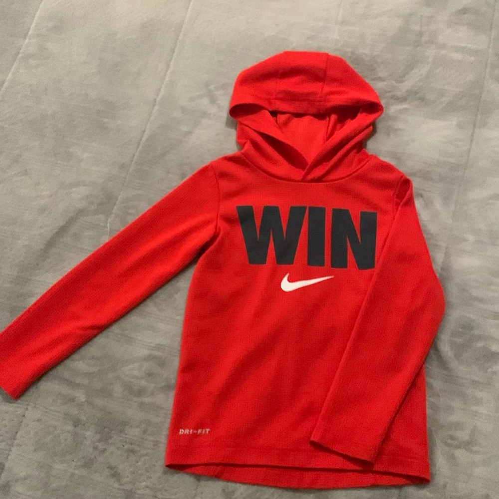 WIN Nike long sleeve shirt with hood. Dri fit.